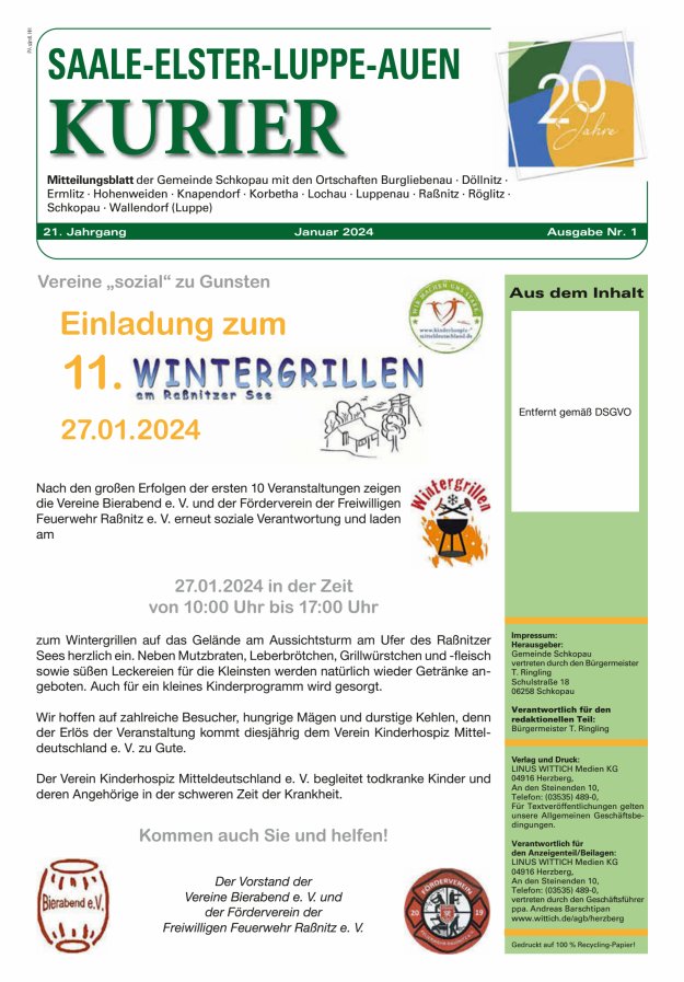 Saale-Elster-Luppe-Auen-Kurier Titelblatt 01/2024