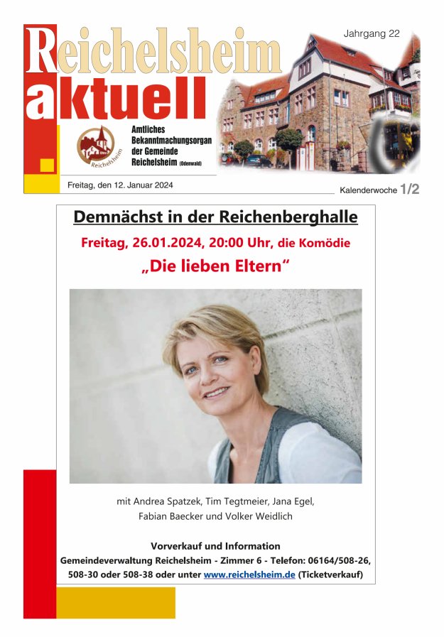 Reichelsheim aktuell - Amtsblatt der Gemeinde Reichelsheim(Odenwald) Titelblatt 01/2024