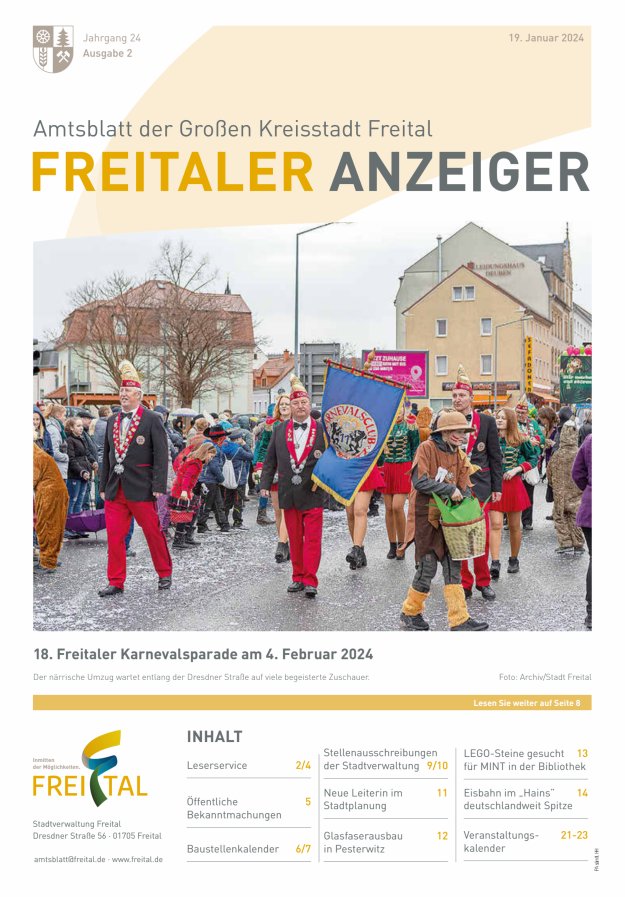 Freitaler Anzeiger - Amtsblatt der Großen Kreisstadt Freital Titelblatt 02/2024