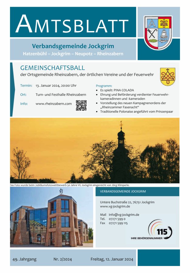 Amtsblatt VG Jockgrim Titelblatt 02/2024