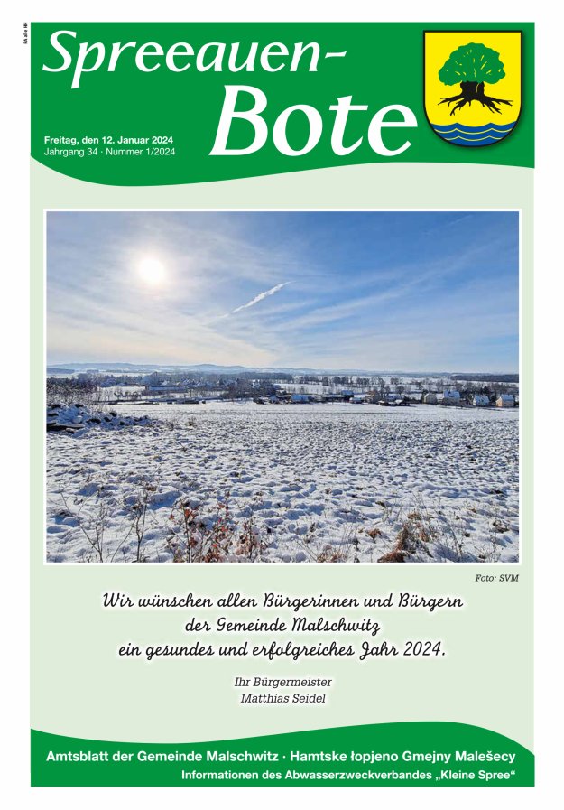 Spreeauen-Bote - Amtsblatt der Gemeinde Malschwitz Titelblatt 01/2024