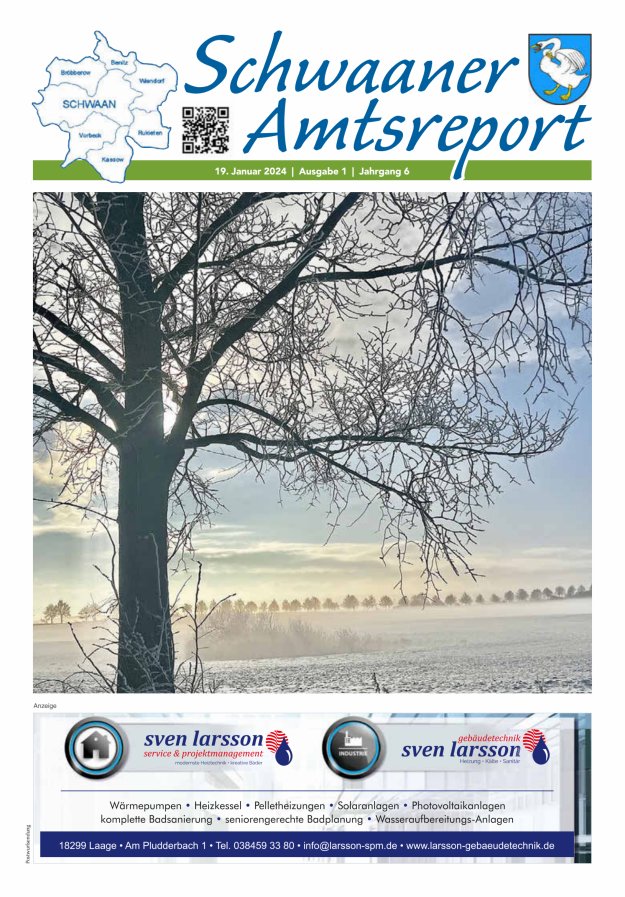 Schwaaner Amtsreport Titelblatt 01/2024