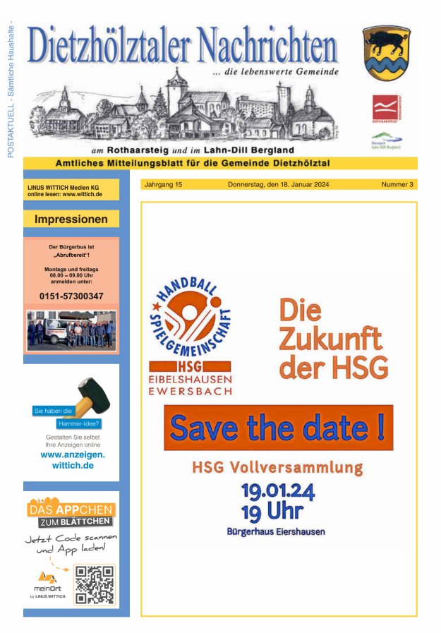 Dietzhölztaler Nachrichten Titelblatt 03/2024