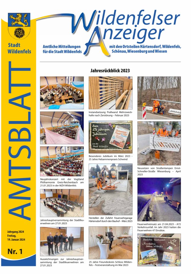 Wildenfelser Anzeiger Titelblatt 01/2024