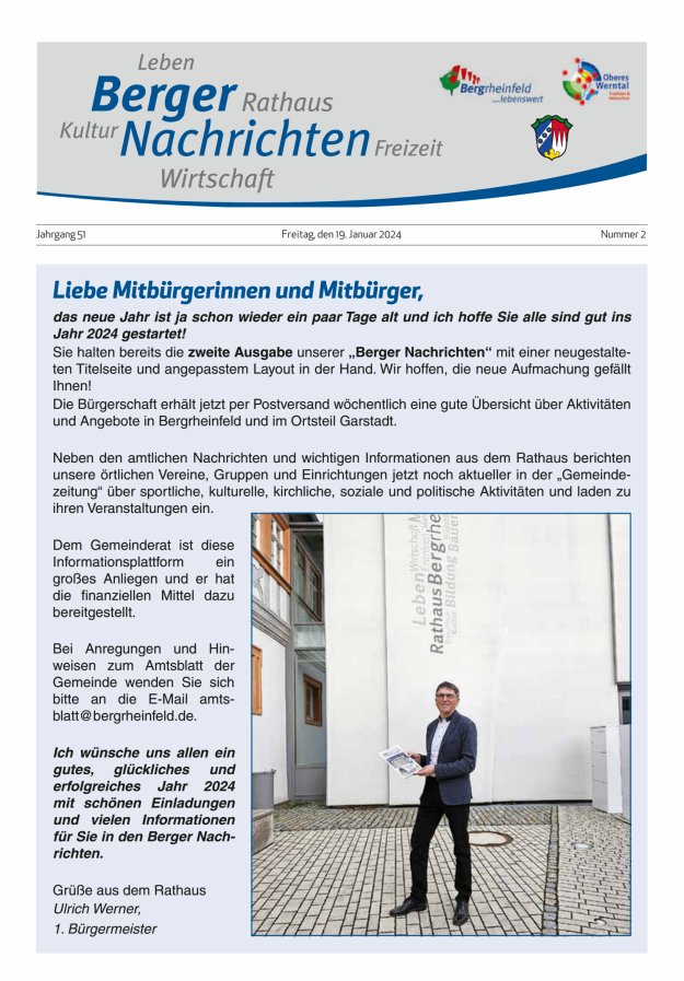 Berger Nachrichten, Bergrheinfeld Titelblatt 02/2024
