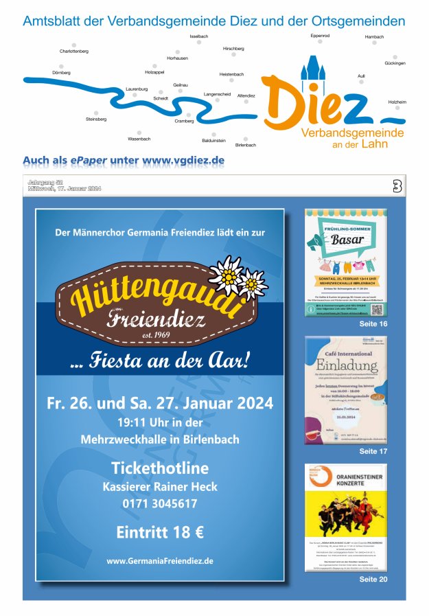 Mitteilungsblatt der Verbandsgemeinde Diez und der Ortsgemeinden Titelblatt 03/2024