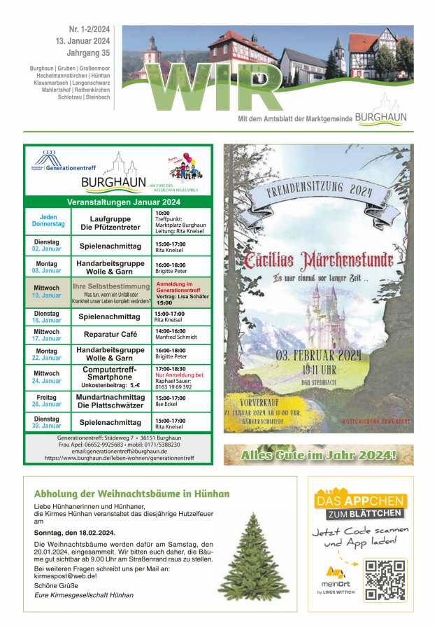 WIR - mit Amtsblatt der Marktgemeinde Burghaun Titelblatt 02/2024