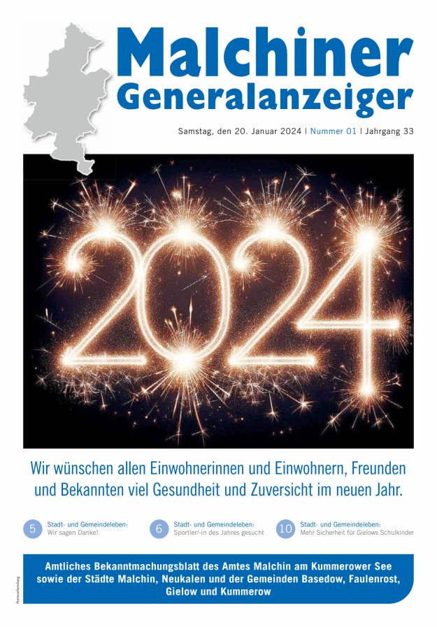 Malchiner Generalanzeiger Titelblatt 01/2024