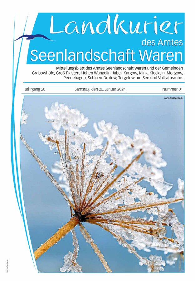 Landkurier des Amtes Seenlandschaft Waren Titelblatt 01/2024