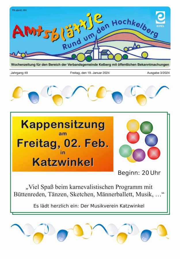 Amtsblättje - Rund um den Hochkelberg Titelblatt 03/2024