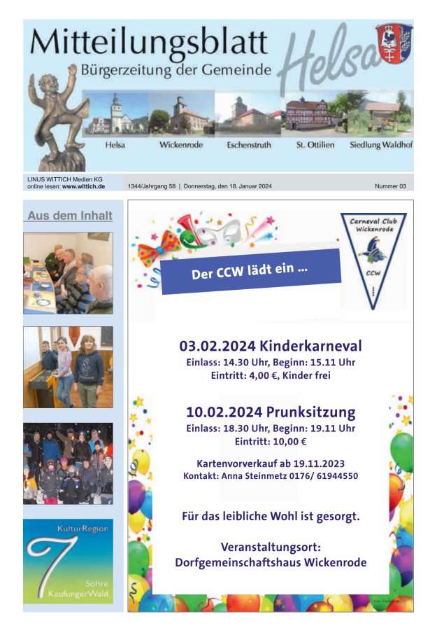 Mitteilungsblatt Helsa Titelblatt 03/2024