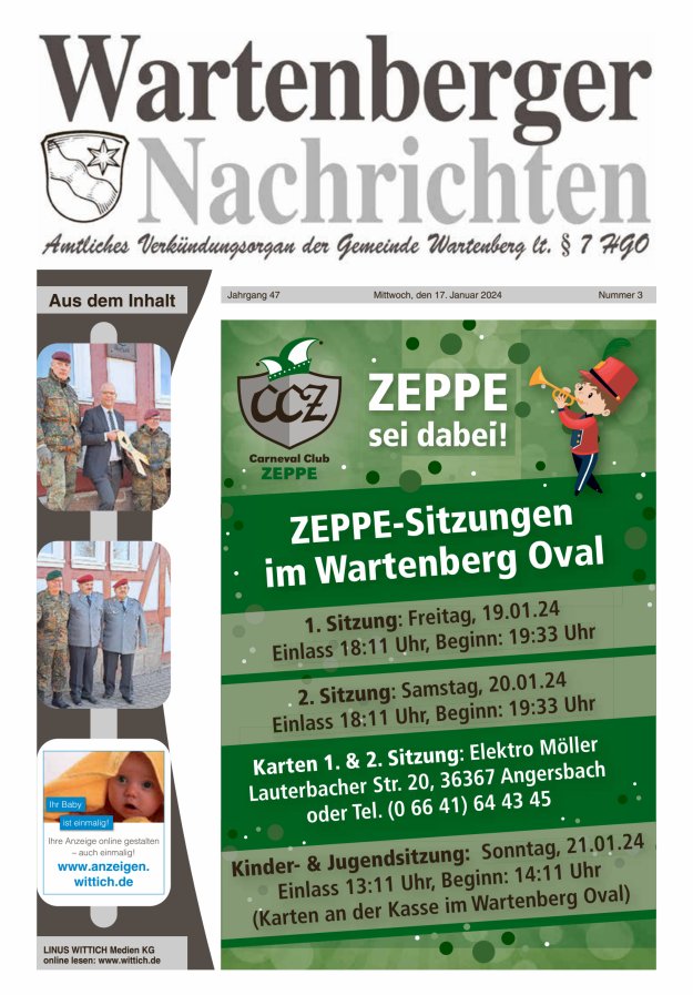 Wartenberger Nachrichten Titelblatt 03/2024