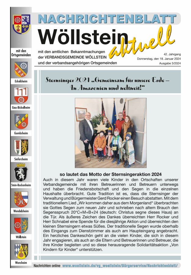 Nachrichtenblatt Wöllstein aktuell Titelblatt 03/2024