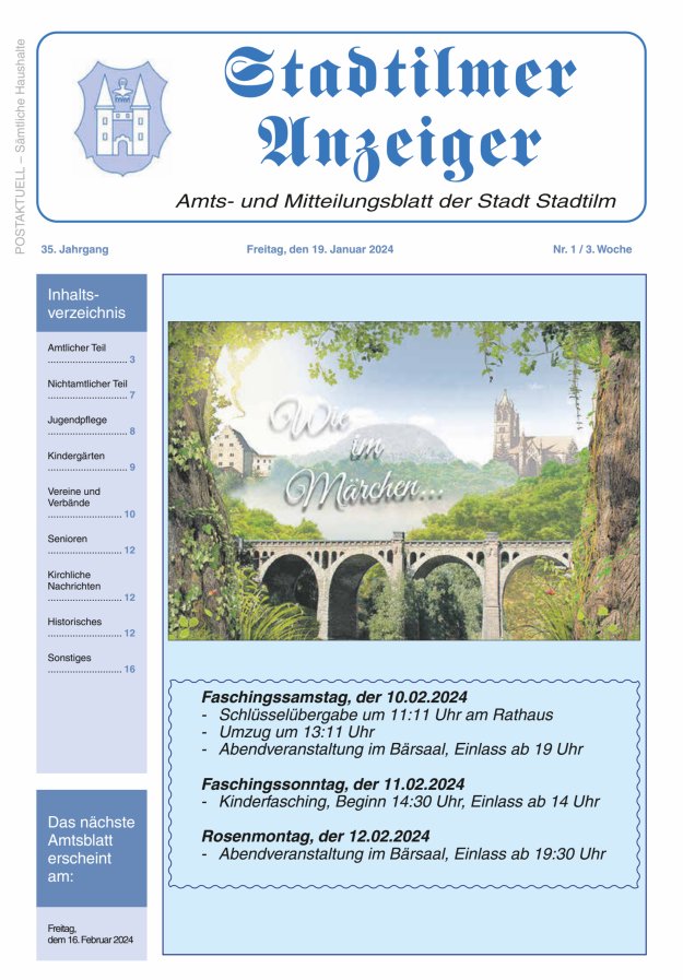Stadtilmer Anzeiger Titelblatt 01/2024