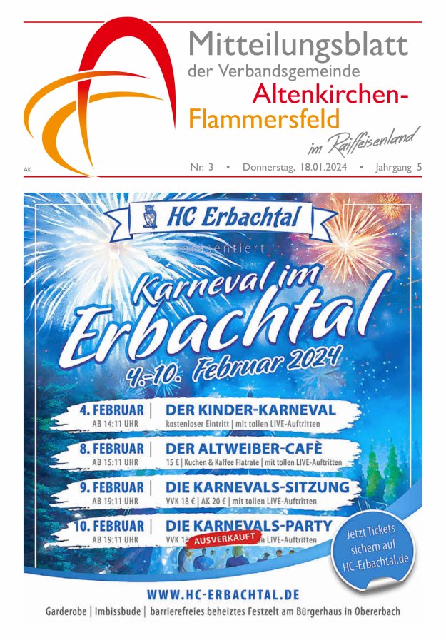 Mitteilungsblatt Verbandsgemeinde Altenkirchen-Flammersfeld Titelblatt 03/2024