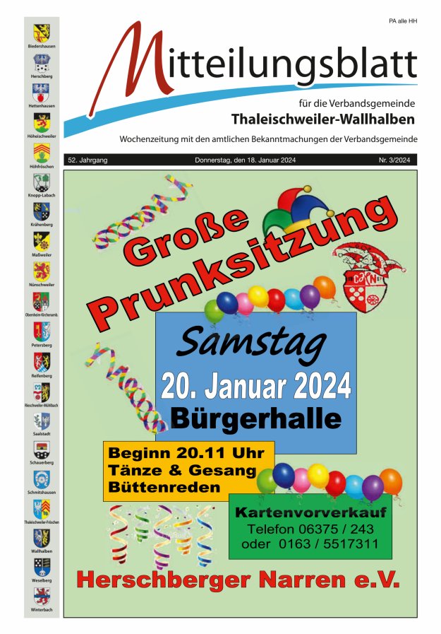 Mitteilungsblatt VG Thaleischweiler-Wallhalben Titelblatt 03/2024