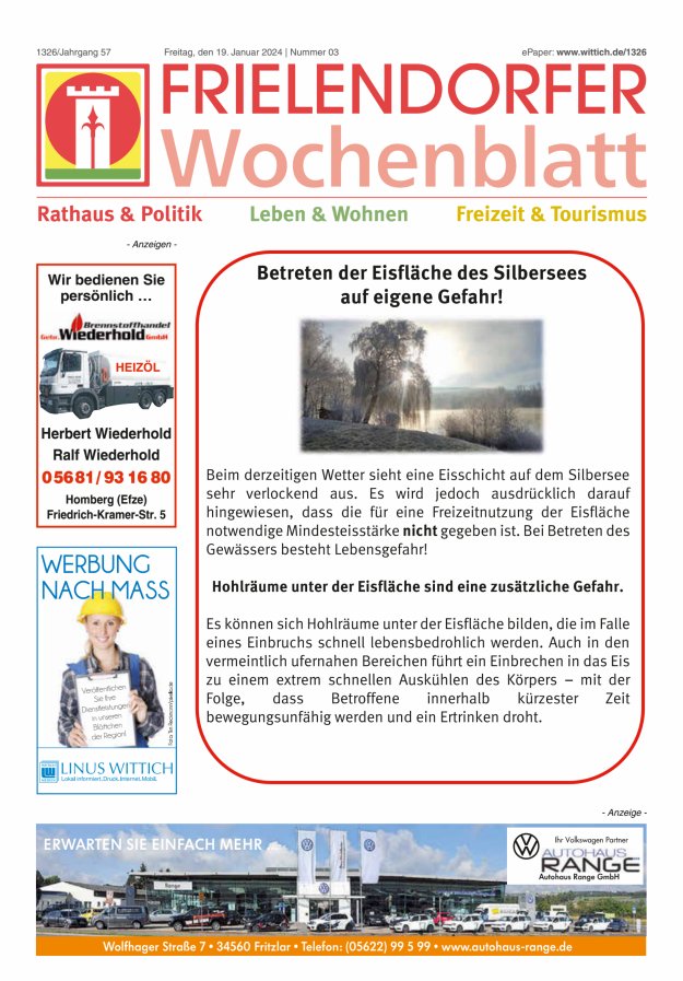 Frielendorfer Wochenblatt Titelblatt 03/2024