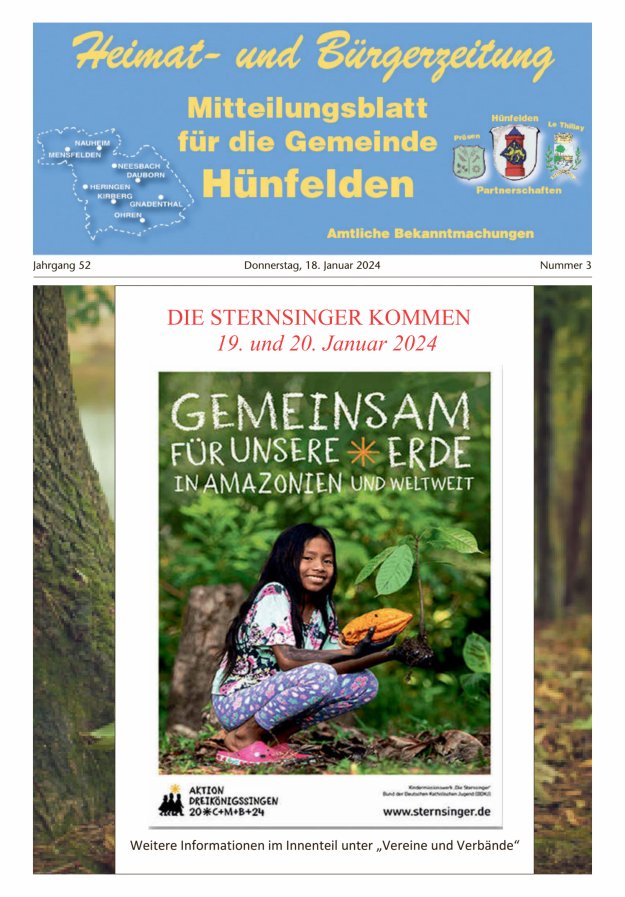 Mitteilungsblatt für die Gemeinde Hünfelden Titelblatt 03/2024