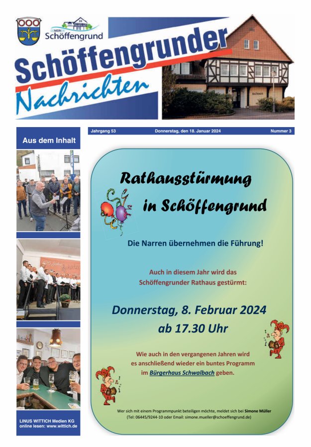 Schöffengrunder Nachrichten Titelblatt 03/2024