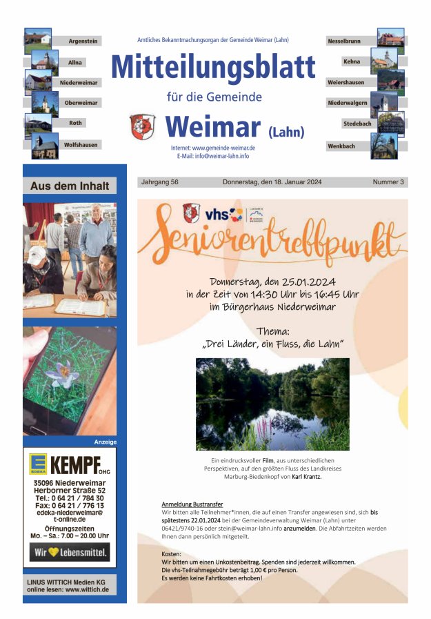 Mitteilungsblatt für die Gemeinde Weimar Titelblatt 03/2024