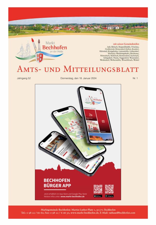 Amts- und Mitteilungsblatt für den Markt Bechhofen Titelblatt 01/2024