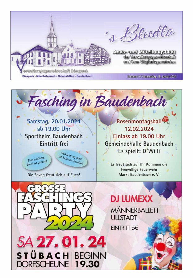 Amts- und Mitteilungsblatt VGem Diespeck Titelblatt 03/2024