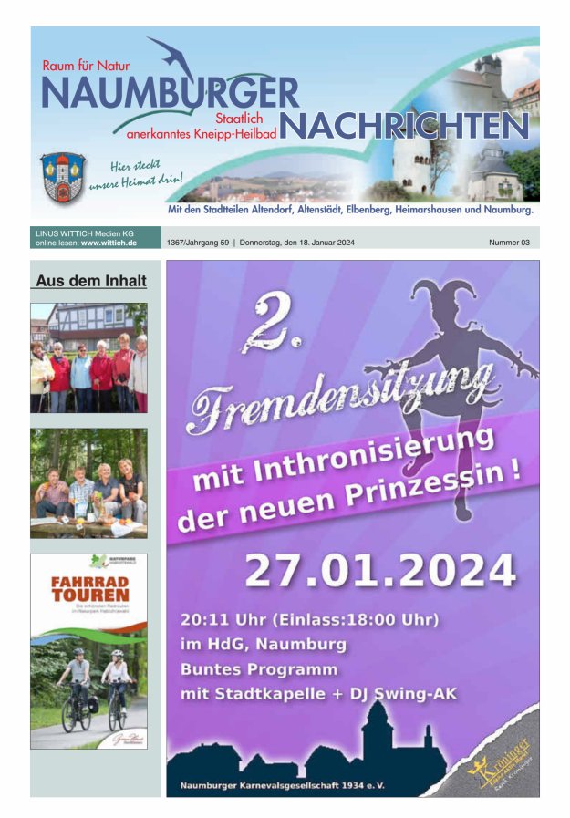 Naumburger Nachrichten Titelblatt 03/2024
