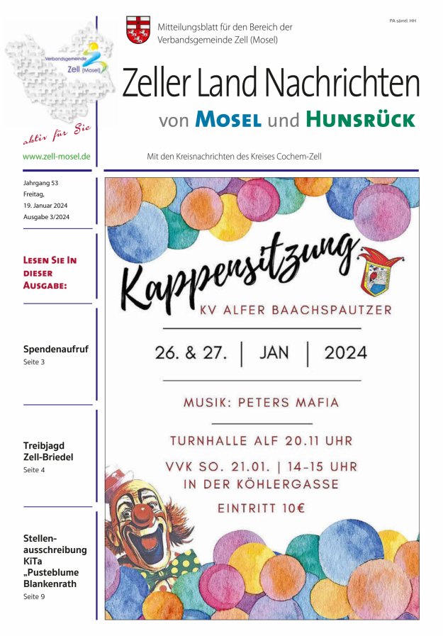 Zeller Land Nachrichten Titelblatt 03/2024