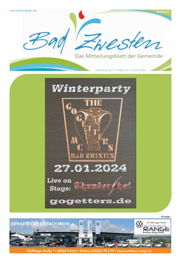 Heimatzeitung Bad Zwesten Titelblatt 03/2024