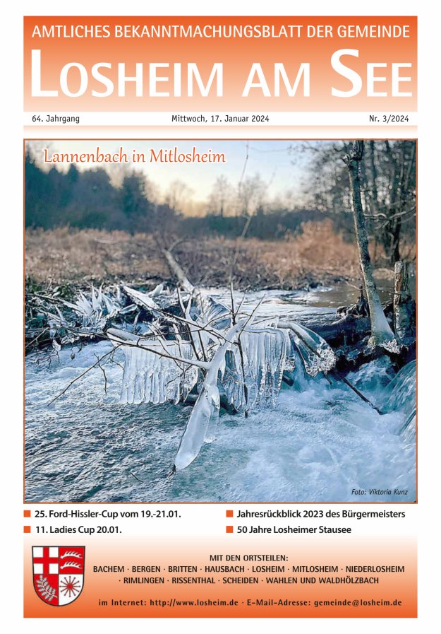 Amtliches Bekanntmachungsblatt der Gemeinde Losheim am See Titelblatt 03/2024