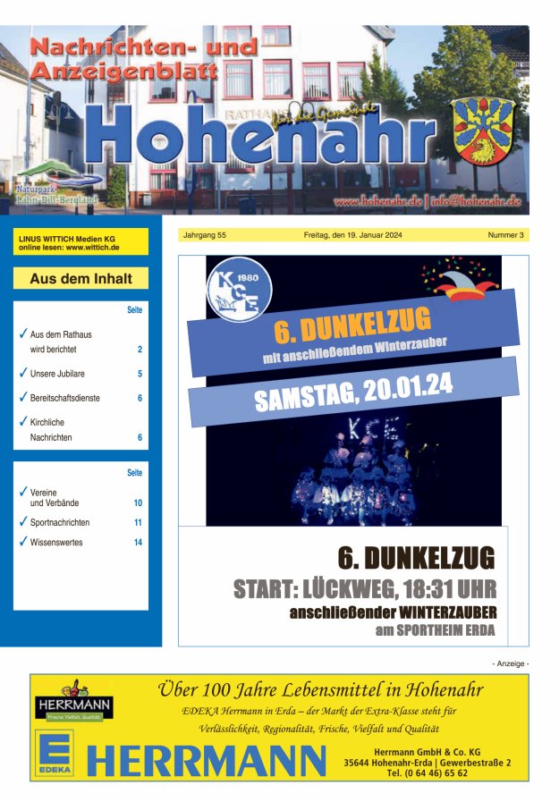 Nachrichten- und Anzeigenblatt für die Gemeinde Hohenahr Titelblatt 03/2024