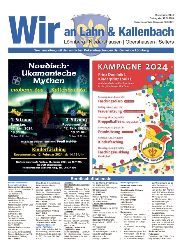 Amtliches Mitteilungsblatt der Gemeinde Löhnberg Titelblatt 03/2024