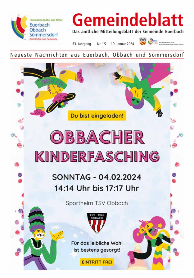 Gemeindeblatt der Gemeinde Euerbach Titelblatt 01/2024