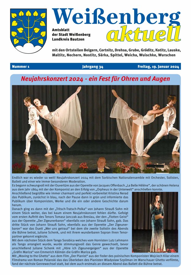 "Weißenberg aktuell" - Amtsblatt der Stadt Weißenberg Titelblatt 01/2024