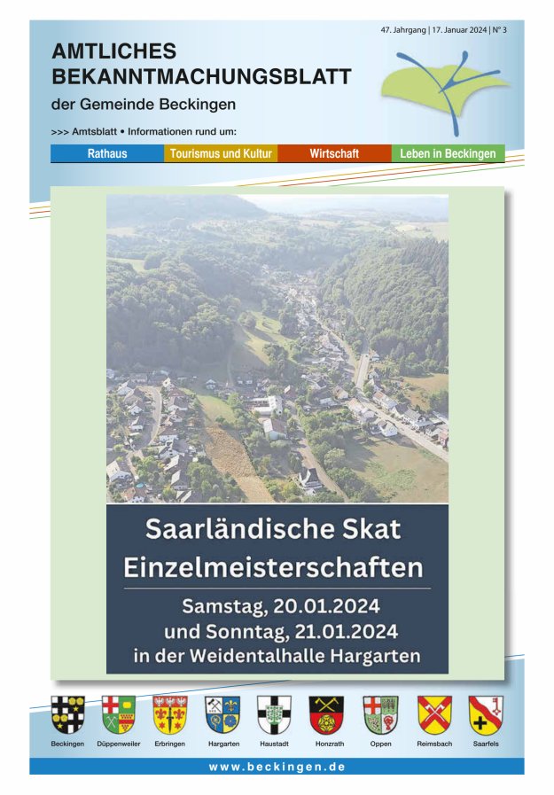 Amtsblatt Beckingen Titelblatt 03/2024