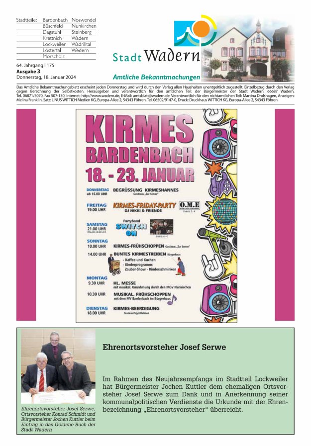 Stadt Wadern Titelblatt 03/2024