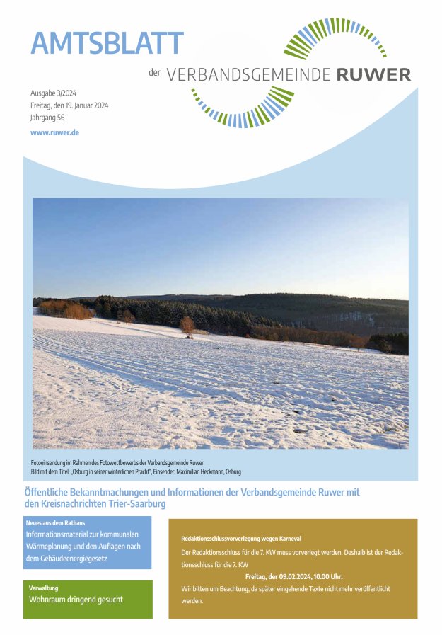 Amtsblatt VG Ruwer Titelblatt 03/2024
