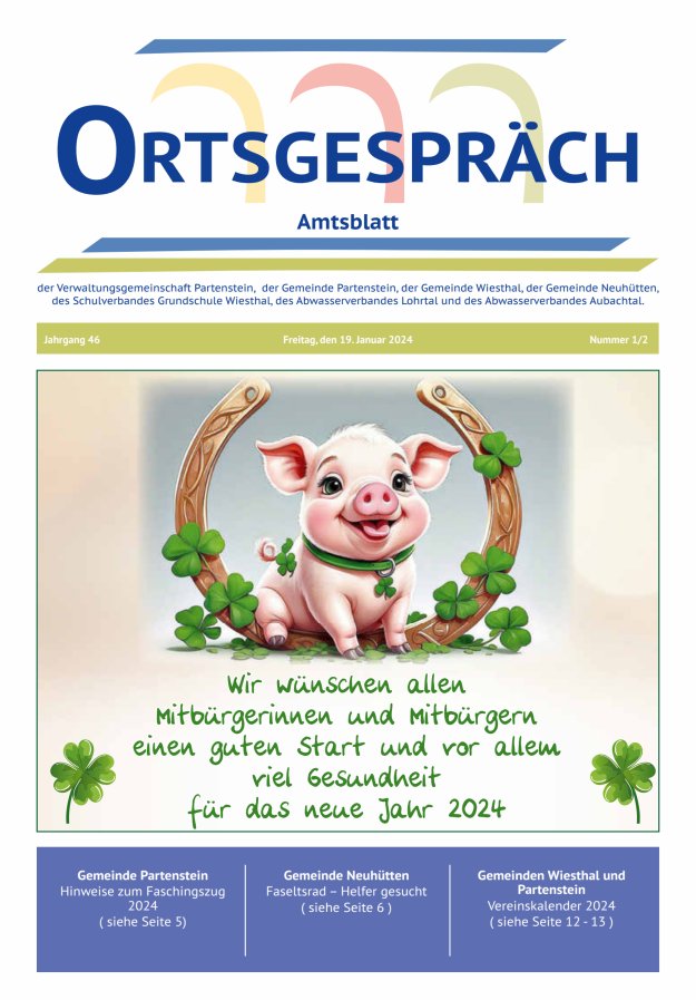 Ortsgespräch - Amtsblatt der VG Partenstein und ihrer Körperschaften Titelblatt 01/2024