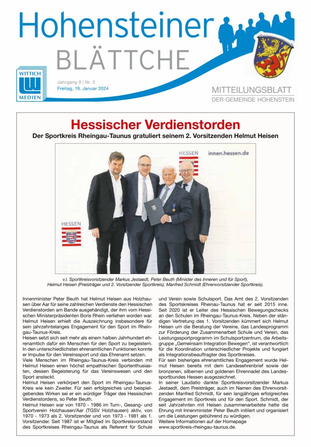 Hohensteiner Blättche Titelblatt 03/2024