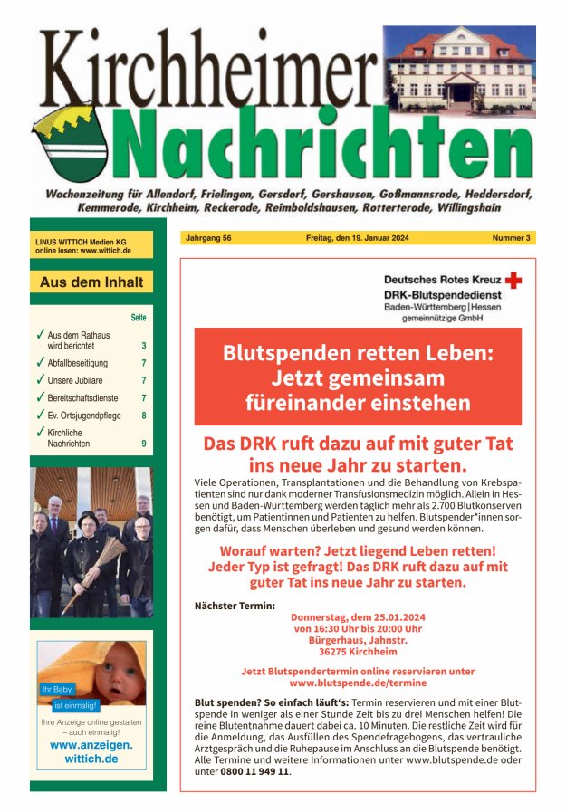 Kirchheimer Nachrichten Titelblatt 03/2024