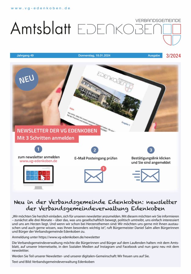 Amtsblatt VG Edenkoben Titelblatt 03/2024