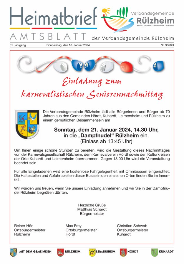 Heimatbrief VG Rülzheim Titelblatt 03/2024