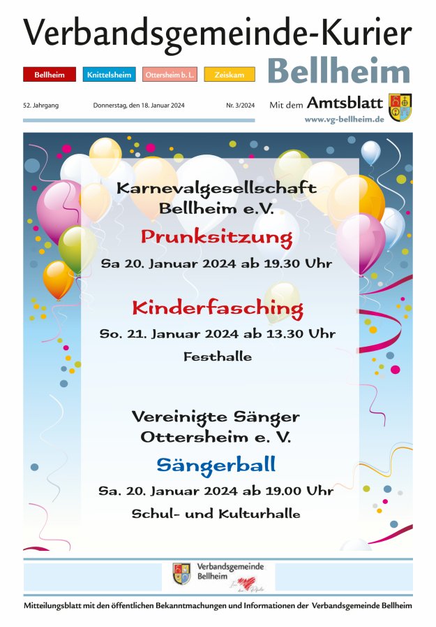 Verbandsgemeinde-Kurier Bellheim Titelblatt 03/2024