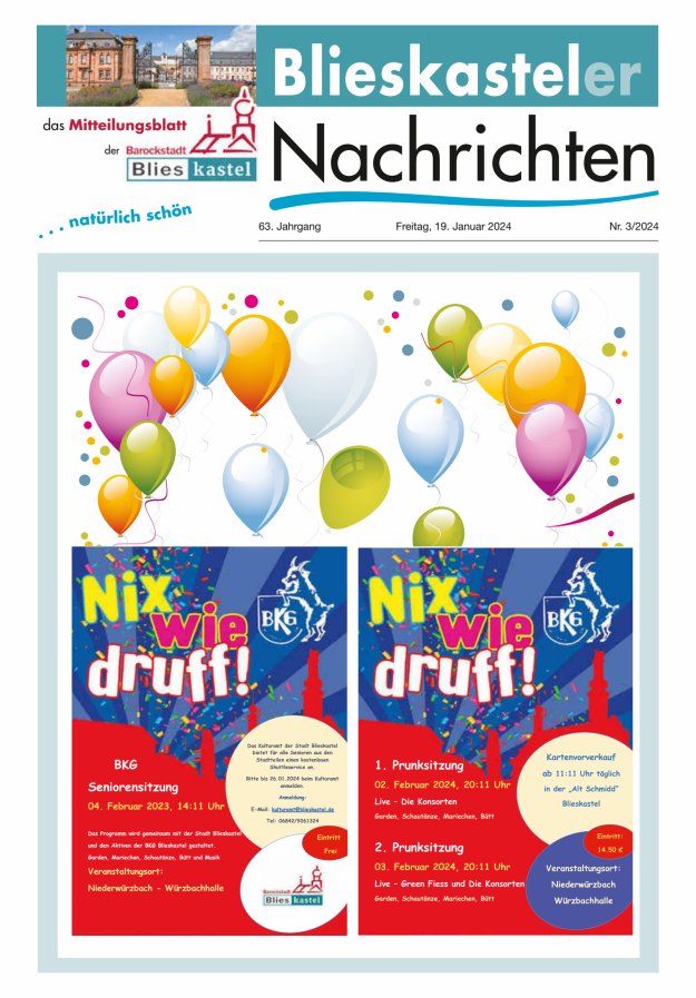 Blieskasteler Nachrichten  Titelblatt 03/2024