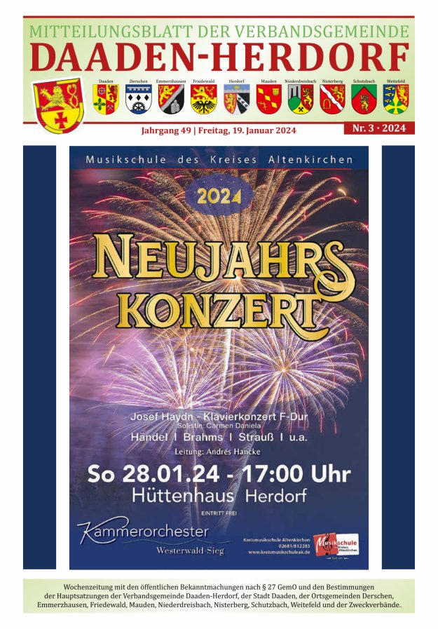 Mitteilungsblatt der Verbandsgemeinde Daaden-Herdorf Titelblatt 03/2024