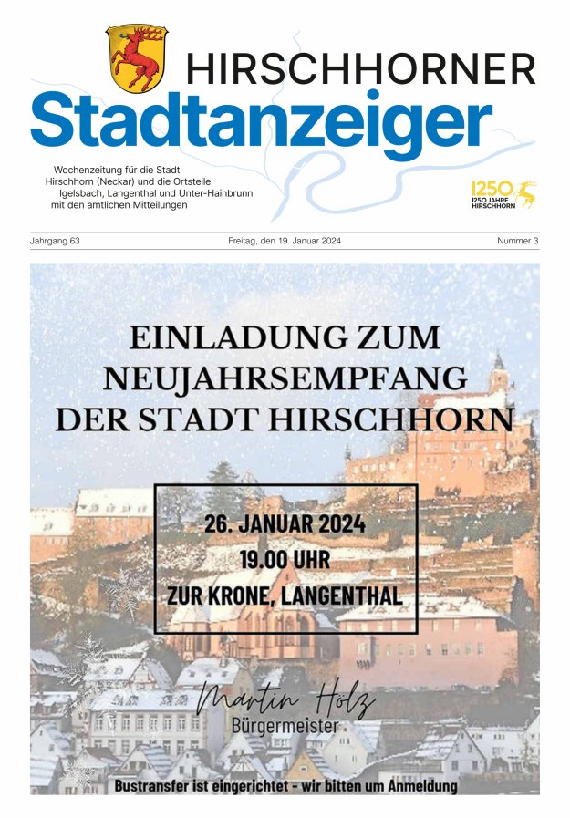 Hirschhorner Stadtanzeiger Titelblatt 03/2024