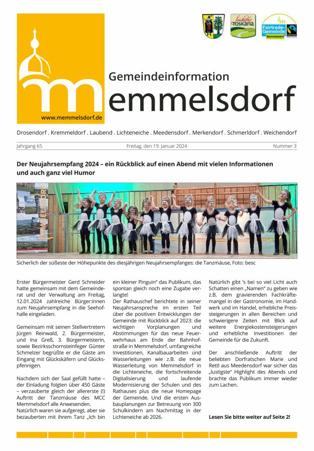 Mitteilungsblatt der Gemeinde Memmelsdorf Titelblatt 03/2024