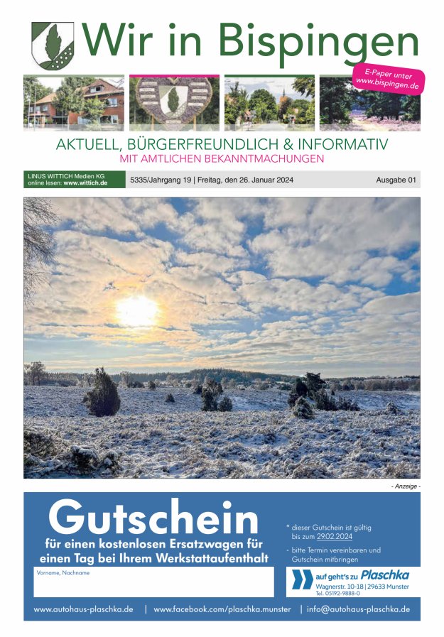 Wir in Bispingen Titelblatt 01/2024