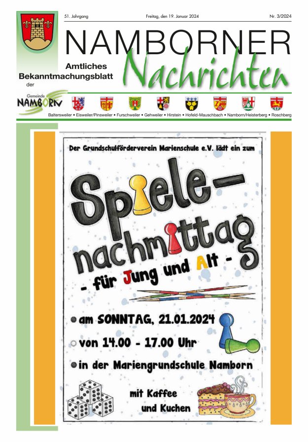 Namborner Nachrichten Titelblatt 03/2024