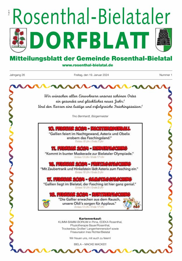 Rosenthal-Bielataler Dorfblatt Titelblatt 01/2024